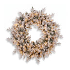 Christabelle Snowy Dorchester Christmas 2pc Set 1.2m Large Christmas Wreath and Garland with LED Lights Holiday Decor
