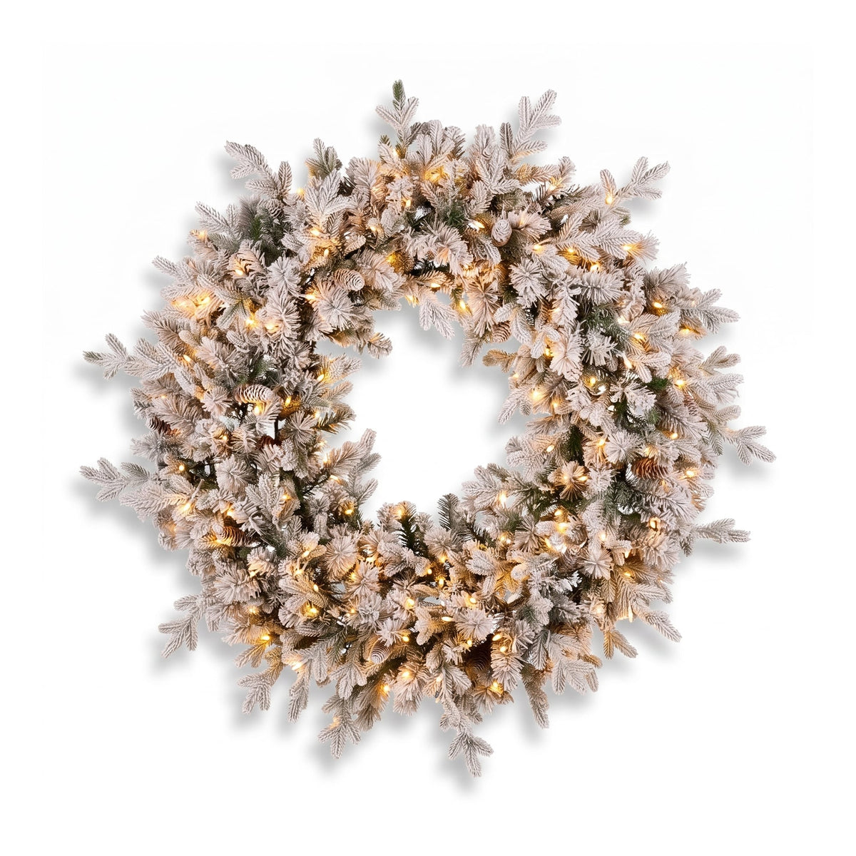 Christabelle Snowy Dorchester Christmas 2pc Set 1.2m Large Christmas Wreath and Garland with LED Lights Holiday Decor