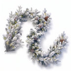 Christabelle Snowy Dorchester Christmas 2pc Set 1.2m Large Christmas Wreath and Garland with LED Lights Holiday Decor