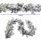 Christabelle Snowy Dorchester Christmas 2pc Set 1.2m Large Christmas Wreath and Garland with LED Lights Holiday Decor