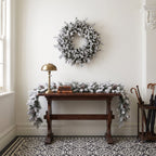 Christabelle Snowy Dorchester Christmas 2pc Set 1.2m Large Christmas Wreath and Garland with LED Lights Holiday Decor
