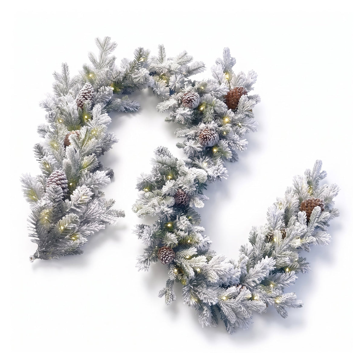 Christabelle Snowy Dorchester Christmas 2pc Set 61cm Christmas Wreath and Garland with LED Lights Holiday Decor