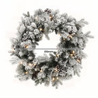 Christabelle Snowy Dorchester Christmas 2pc Set 61cm Christmas Wreath and Garland with LED Lights Holiday Decor