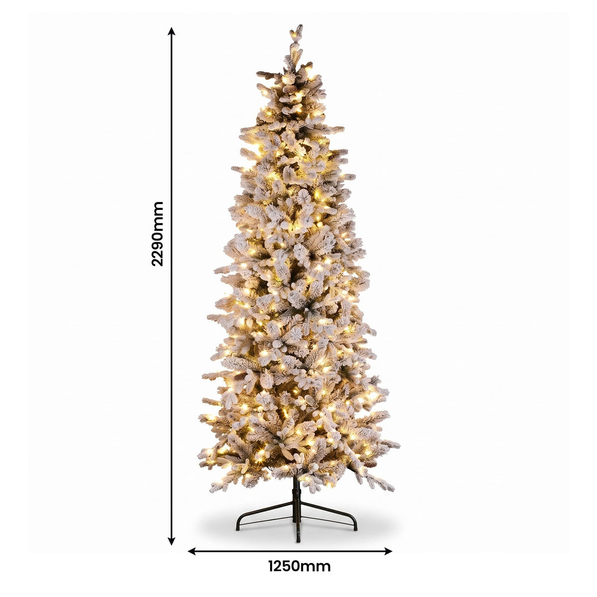 Christabelle Snowy Dorchester Pencil 7.5ft Pre-lit Tree 61cm Wreath 2.7m Garland with LED Lights Holiday Home Decoration