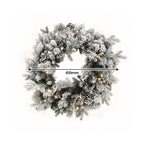 Christabelle Snowy Dorchester Pencil 7.5ft Pre-lit Tree 61cm Wreath 2.7m Garland with LED Lights Holiday Home Decoration