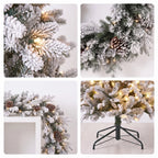Christabelle Snowy Dorchester Pencil 7.5ft Pre-lit Tree 61cm Wreath 2.7m Garland with LED Lights Holiday Home Decoration