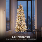 Christabelle Snowy Dorchester Pencil 7.5ft Pre-lit Tree 61cm Wreath 2.7m Garland with LED Lights Holiday Home Decoration