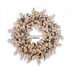 Christabelle Snowy Dorchester Pre-Lit Christmas Tree 9ft 2.7m, Flocked LED Wreath 1.2m or Garland with Pine Cones