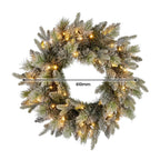 Christabelle Snowy Stamford Christmas 2pc Set 61cm Christmas Wreath and Garland with LED Lights Holiday Decor