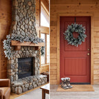 Christabelle Snowy Stamford Christmas 2pc Set 61cm Christmas Wreath and Garland with LED Lights Holiday Decor