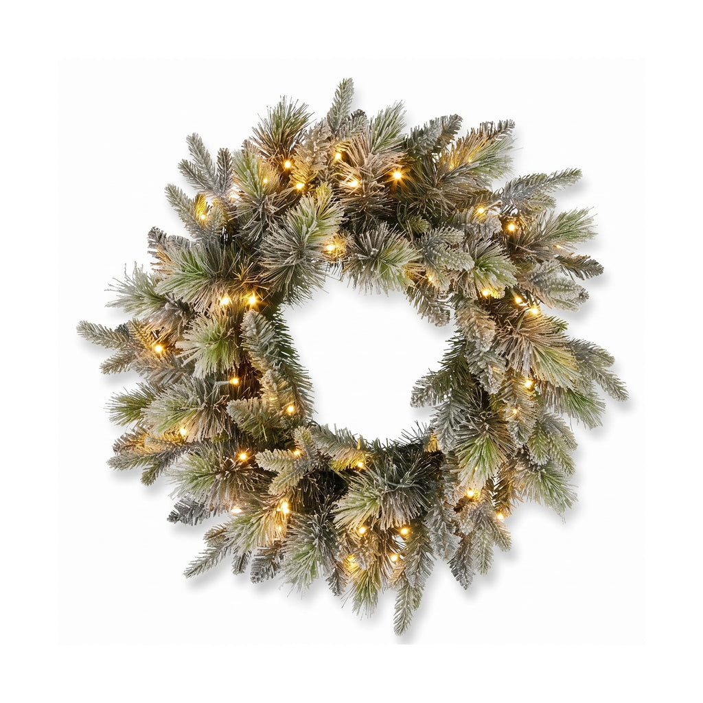 Christabelle Snowy Stamford Spruce 2.3m 7.5ft Tree 61cm Wreath Snowy Stamford 2.7m Christmas Garland Snowy with LED