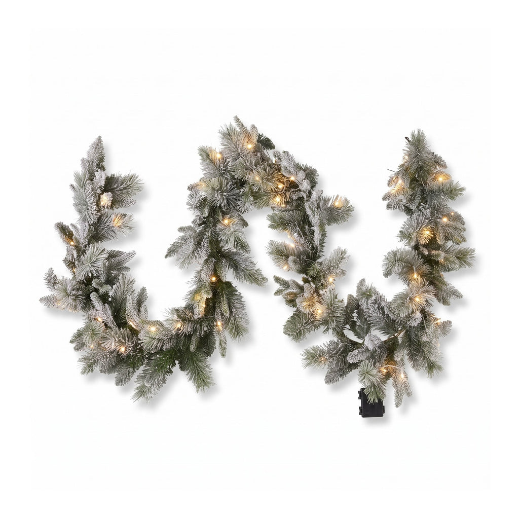 Christabelle Snowy Stamford Spruce 2.3m 7.5ft Tree 61cm Wreath Snowy Stamford 2.7m Christmas Garland Snowy with LED