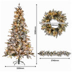 Christabelle Snowy Stamford Spruce 2.3m 7.5ft Tree 61cm Wreath Snowy Stamford 2.7m Christmas Garland Snowy with LED