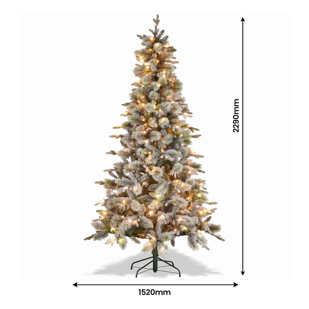 Christabelle Snowy Stamford Spruce 2.3m 7.5ft Tree 61cm Wreath Snowy Stamford 2.7m Christmas Garland Snowy with LED