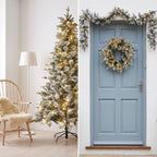 Christabelle Snowy Stamford Spruce 2.3m 7.5ft Tree 61cm Wreath Snowy Stamford 2.7m Christmas Garland Snowy with LED