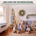 Christabelle Snowy Stamford Spruce 2.3m 7.5ft Tree 61cm Wreath Snowy Stamford 2.7m Christmas Garland Snowy with LED
