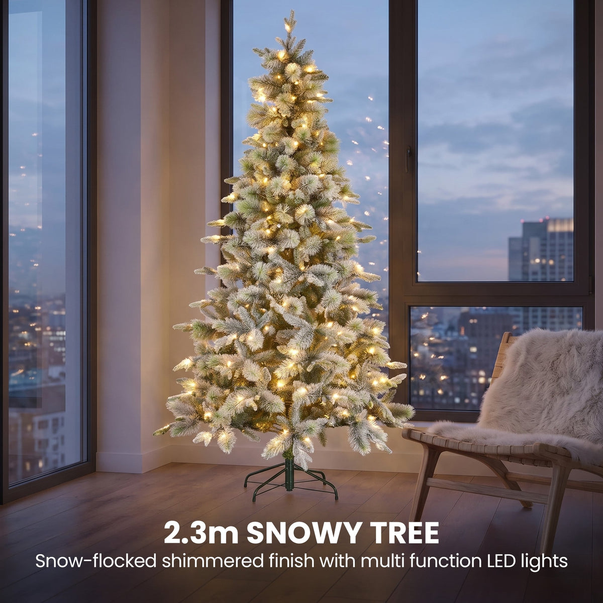 Christabelle Snowy Stamford Spruce 2.3m 7.5ft Tree 61cm Wreath Snowy Stamford 2.7m Christmas Garland Snowy with LED