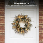 Christabelle Snowy Stamford Spruce 2.3m 7.5ft Tree 61cm Wreath Snowy Stamford 2.7m Christmas Garland Snowy with LED