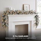 Christabelle Snowy Stamford Spruce 2.3m 7.5ft Tree 61cm Wreath Snowy Stamford 2.7m Christmas Garland Snowy with LED