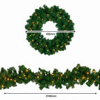 Christabelle Chadwick Green Christmas 2pc Set 61cm Christmas Wreath and Garland with LED Lights Holiday Decor