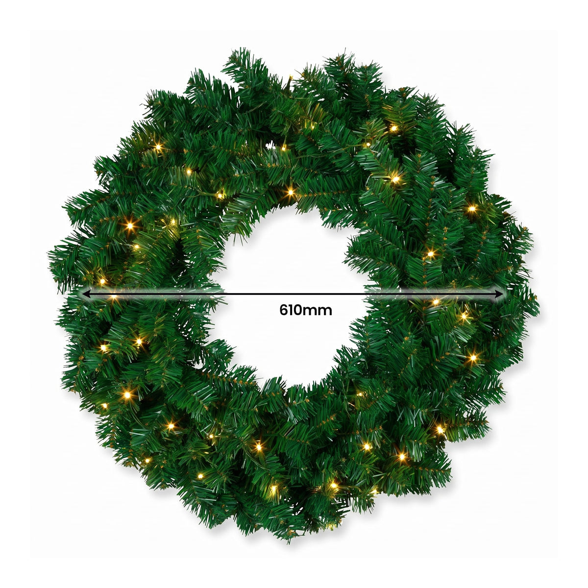 Christabelle Chadwick Green Christmas 2pc Set 61cm Christmas Wreath and Garland with LED Lights Holiday Decor