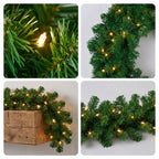 Christabelle Chadwick Green Christmas 2pc Set 61cm Christmas Wreath and Garland with LED Lights Holiday Decor