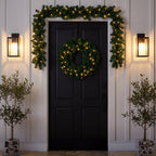 Christabelle Chadwick Green Christmas 2pc Set 61cm Christmas Wreath and Garland with LED Lights Holiday Decor