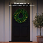 Christabelle Chadwick Green Christmas 2pc Set 61cm Christmas Wreath and Garland with LED Lights Holiday Decor