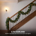 Christabelle Chadwick Green Christmas 2pc Set 61cm Christmas Wreath and Garland with LED Lights Holiday Decor