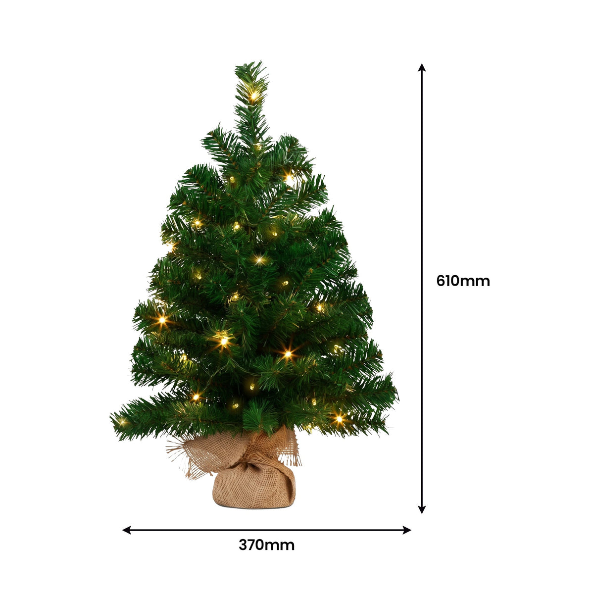 Christabelle Chadwick Green Christmas 3pc Set 61cm Tabletop Tree 61cm Wreath 2.7m Garland with LED Light
