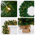 Christabelle Chadwick Green Christmas 3pc Set 61cm Tabletop Tree 61cm Wreath 2.7m Garland with LED Light