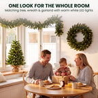 Christabelle Chadwick Green Christmas 3pc Set 61cm Tabletop Tree 61cm Wreath 2.7m Garland with LED Light
