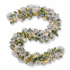 Christabelle Majestic Snow Christmas 2pc Set 61cm Christmas Wreath and Garland with LED Lights Holiday Decor