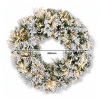 Christabelle Majestic Snow Christmas 2pc Set 61cm Christmas Wreath and Garland with LED Lights Holiday Decor