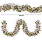 Christabelle Majestic Snow Christmas 2pc Set 61cm Christmas Wreath and Garland with LED Lights Holiday Decor