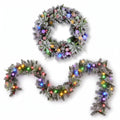 Christabelle Snowy Crown Pine Christmas 2pc Set 6cm Christmas Wreath and Garland with LED Lights Holiday Decor