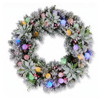 Christabelle Snowy Crown Pine Christmas 2pc Set 6cm Christmas Wreath and Garland with LED Lights Holiday Decor