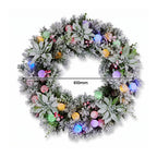 Christabelle Snowy Crown Pine Christmas 2pc Set 6cm Christmas Wreath and Garland with LED Lights Holiday Decor