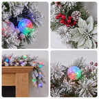 Christabelle Snowy Crown Pine Christmas 2pc Set 6cm Christmas Wreath and Garland with LED Lights Holiday Decor