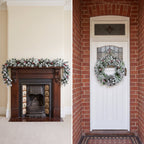 Christabelle Snowy Crown Pine Christmas 2pc Set 6cm Christmas Wreath and Garland with LED Lights Holiday Decor