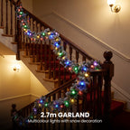 Christabelle Snowy Crown Pine Christmas 2pc Set 6cm Christmas Wreath and Garland with LED Lights Holiday Decor