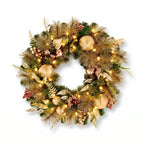 Christabelle Deluxe Mountain Pine Christmas 2pc Set 61cm Wreath and 2.74m Garland with LED Lights Holiday Decor