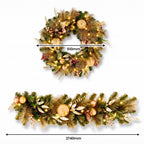 Christabelle Deluxe Mountain Pine Christmas 2pc Set 61cm Wreath and 2.74m Garland with LED Lights Holiday Decor