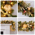 Christabelle Deluxe Mountain Pine Christmas 2pc Set 61cm Wreath and 2.74m Garland with LED Lights Holiday Decor