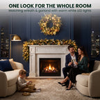 Christabelle Deluxe Mountain Pine Christmas 2pc Set 61cm Wreath and 2.74m Garland with LED Lights Holiday Decor