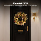 Christabelle Deluxe Mountain Pine Christmas 2pc Set 61cm Wreath and 2.74m Garland with LED Lights Holiday Decor