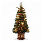 Christabelle Deluxe Mountain Pine Christmas 3pc Set 1.2m Potted Tree Wreath and Garland with LED Lights Holiday Decor