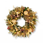 Christabelle Deluxe Mountain Pine Christmas 3pc Set 1.2m Potted Tree Wreath and Garland with LED Lights Holiday Decor