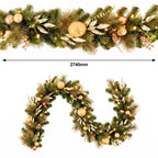 Christabelle Deluxe Mountain Pine Christmas 3pc Set 1.2m Potted Tree Wreath and Garland with LED Lights Holiday Decor