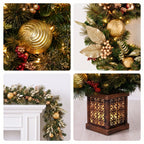 Christabelle Deluxe Mountain Pine Christmas 3pc Set 1.2m Potted Tree Wreath and Garland with LED Lights Holiday Decor